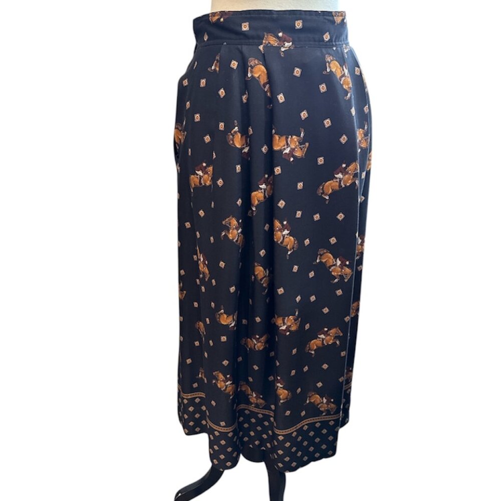 Chaus Equestrian Horse Pleated Long Skirt - Picture 4 of 12